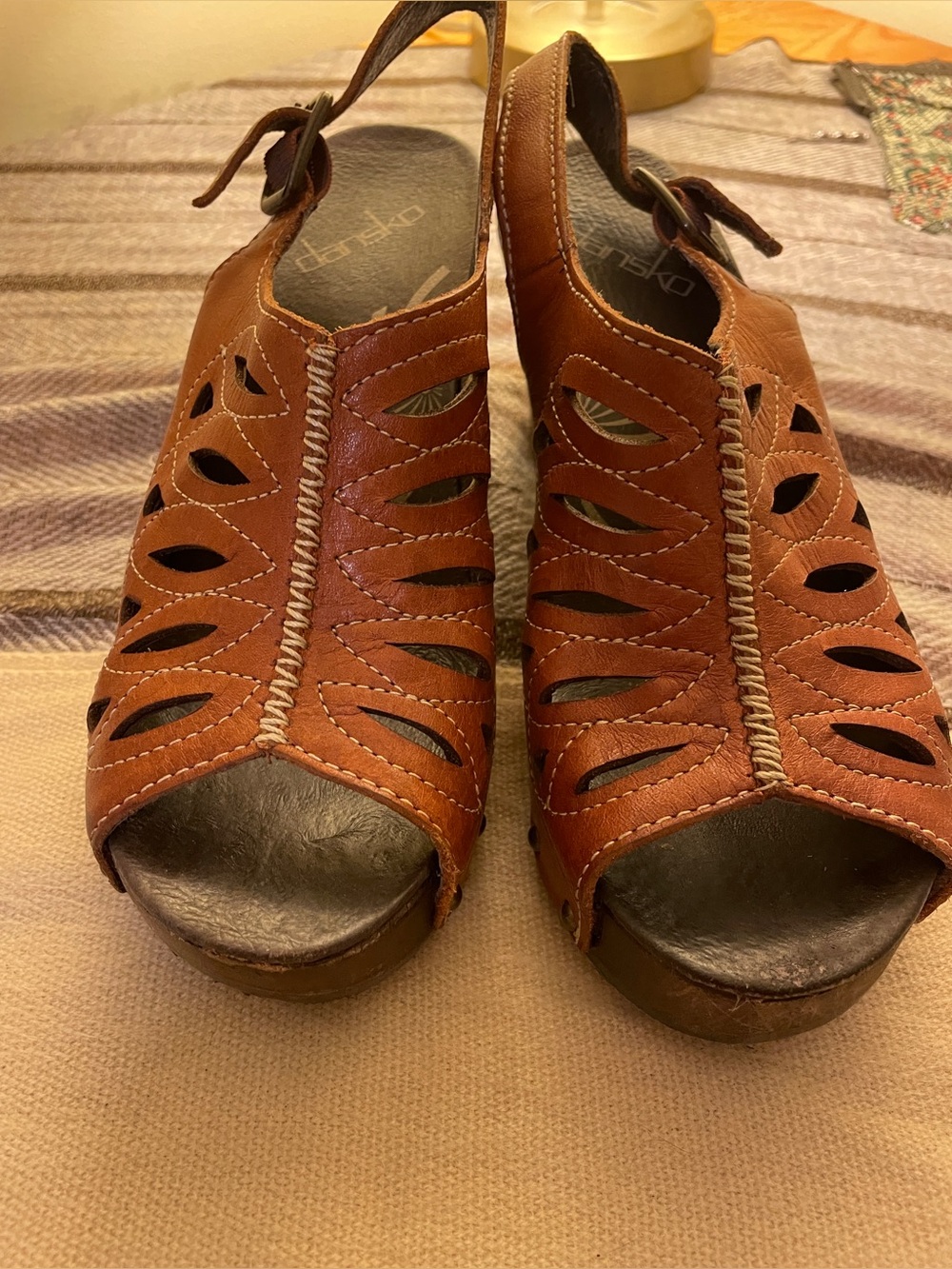 Dansko Rowena.  Comfortable Women's Brown Leather Cutout Sandals